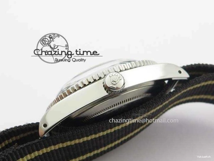 Strap SS Vintage On Dial Black A2836 Date Nylon No 1680 Submariner 0403